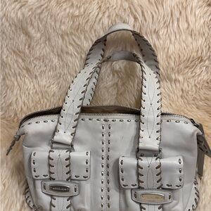Michael Kors White Leather Studded Satchel
